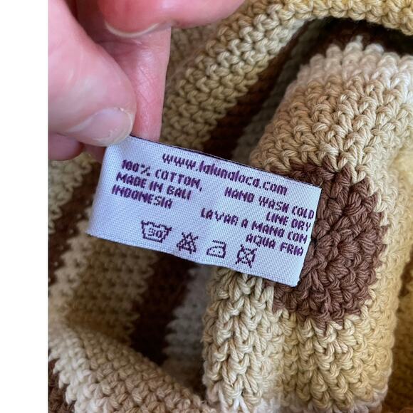 La Luna Loca Cream Striped 100% Cotton Y2K Knit Style Bucket Hat - Picture 6 of 8